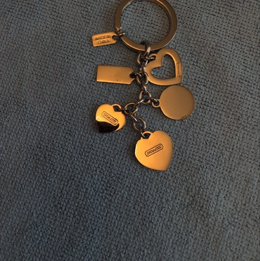 Coach Purple Hearts Key Chain Bag Charm
